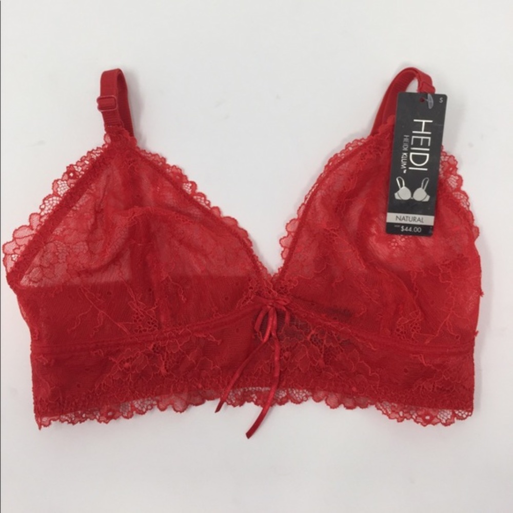 Heidi Klum Sheer Red Lace Bra New Medium NEW - Picture 2 of 5